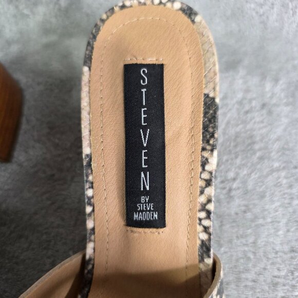 Womens Steven By Steve Madden Brown Snake Print Block Heel Slide Sandals 9.5M - Picture 5 of 11